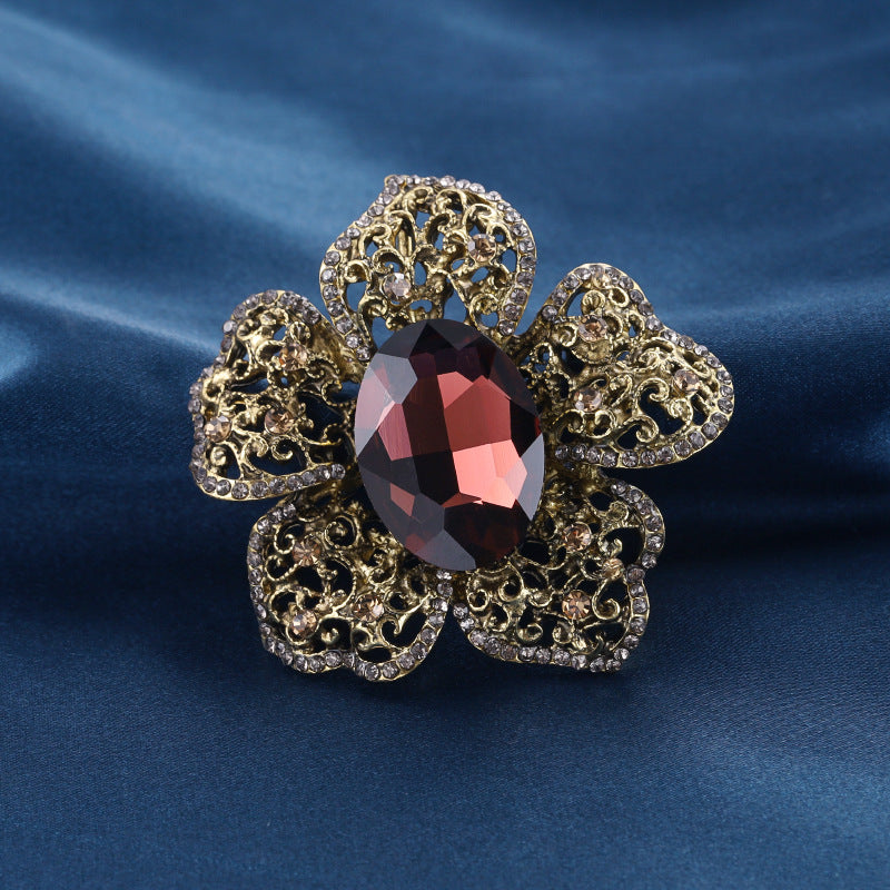 Crystal Flower Brooch