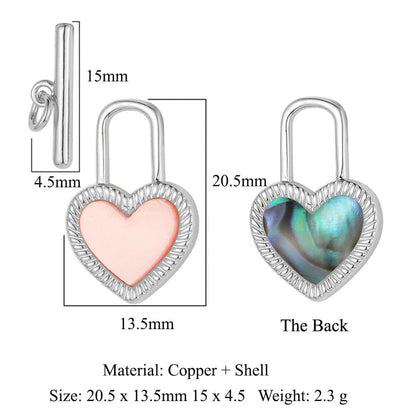 Mother shell love lock copper connecting buckle ending buckle