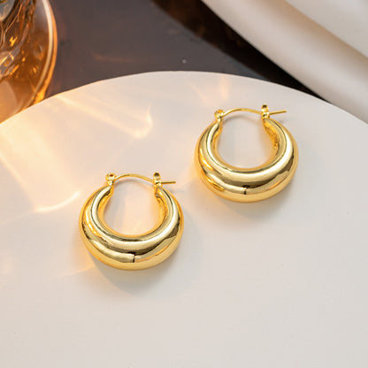 Chic Hollow Crescent Moon Titanium Vintage Earrings