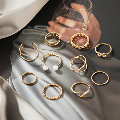 Alloy 10-piece ring set gold