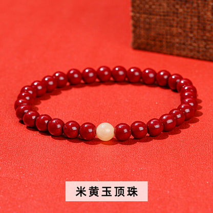 Cinnabar bead bracelet.