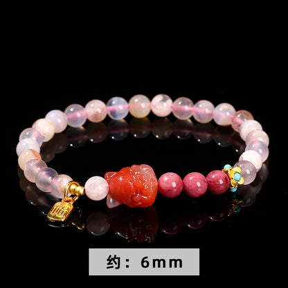 5A Natural Cherry Blossom Agate Redstone Bracelet