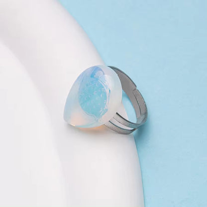 Natural Stone Teardrop Shape Agate Ring