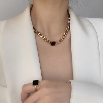 Black square necklace