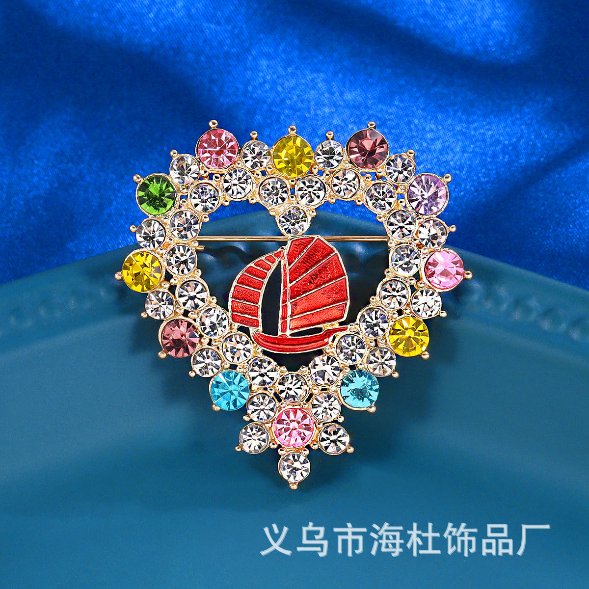 Love Rhinestone Brooch Alloy