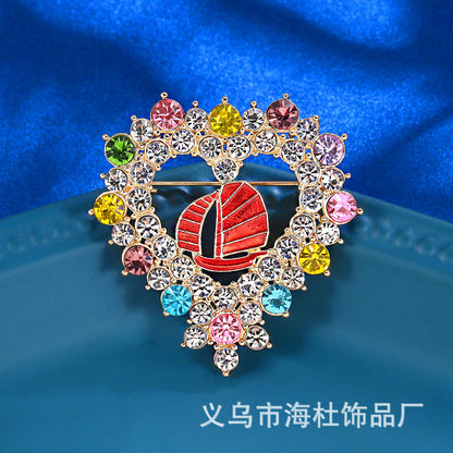 Love Rhinestone Brooch Alloy