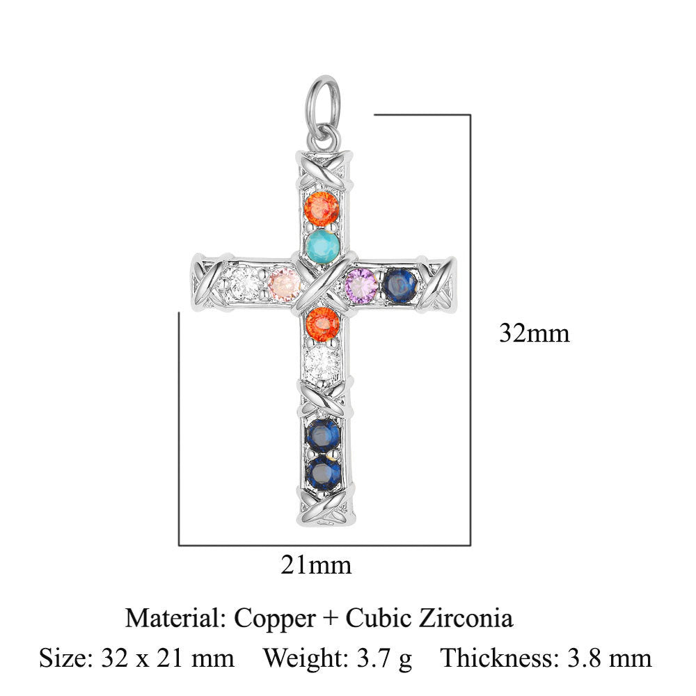 Cross jadeite copper zircon pendant.