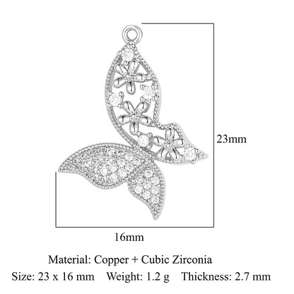 Cross butterfly copper zircon pendant.