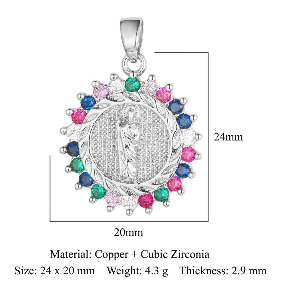 Copper zircon Virgin Mary pendant pendant