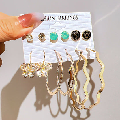 Star Moon 8-shaped earring set 6 pieces