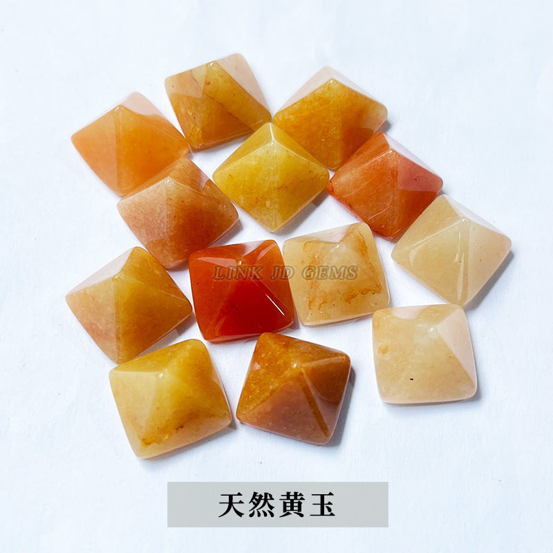 Natural stone crystal pyramid ring loose beads