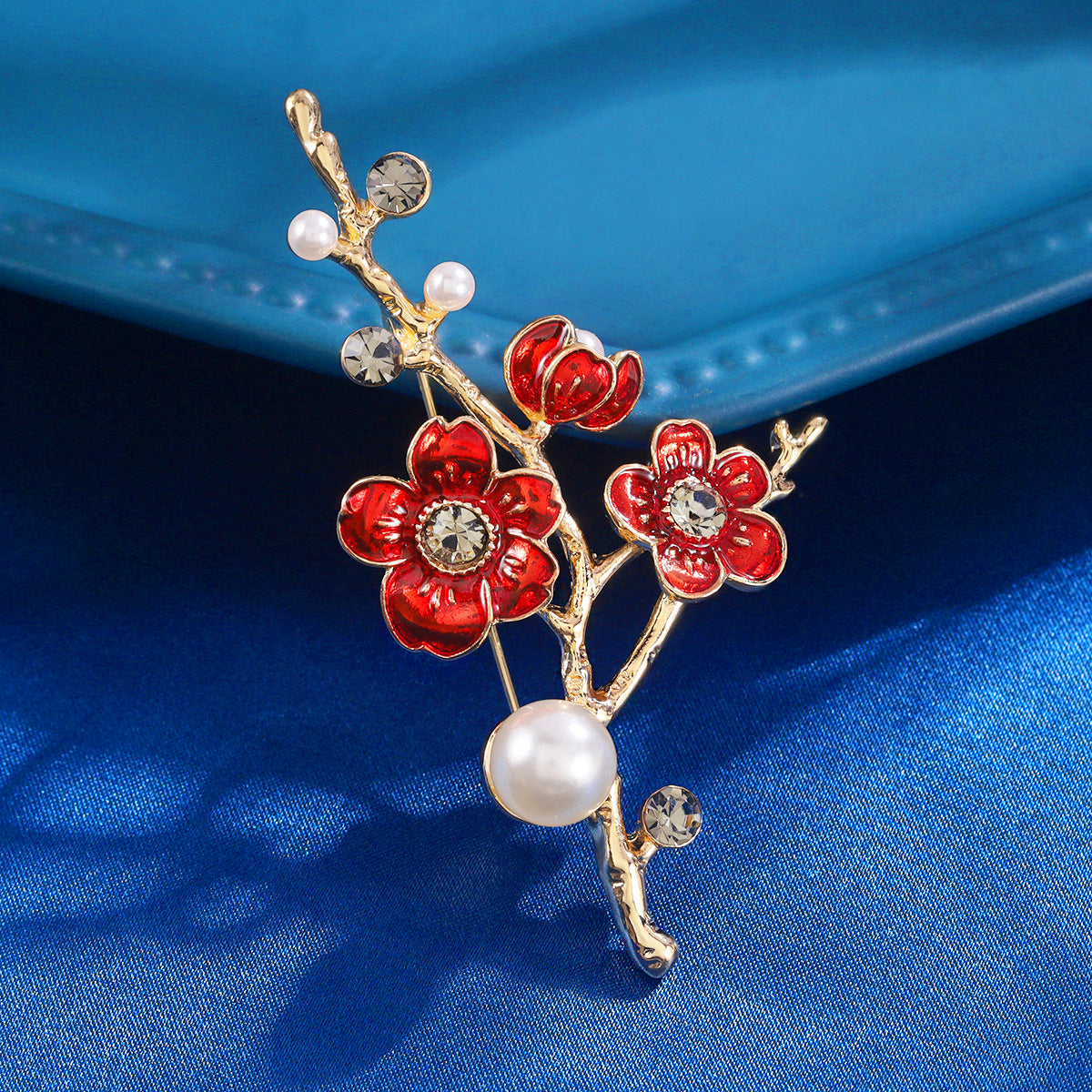 Red Plum Blossom Brooch