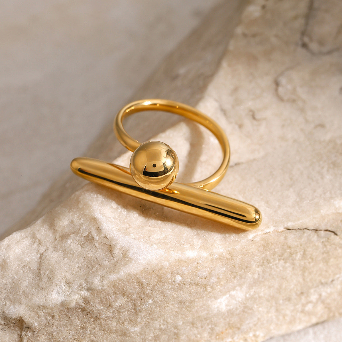 18k gold geometric simple open ring