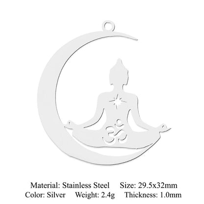 5 pcs/pack Lotus titanium steel pendant yoga pendant