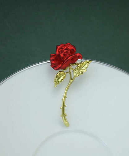 French Red Rose Brooch