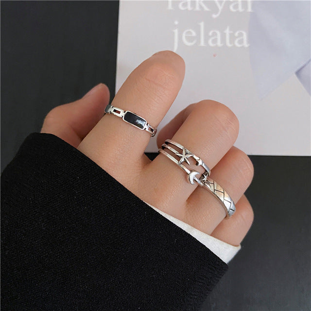 Hip-hop cool style ring 3-piece set