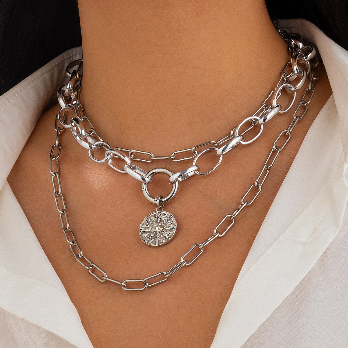 Alloy Cuban Necklace 3-piece Set