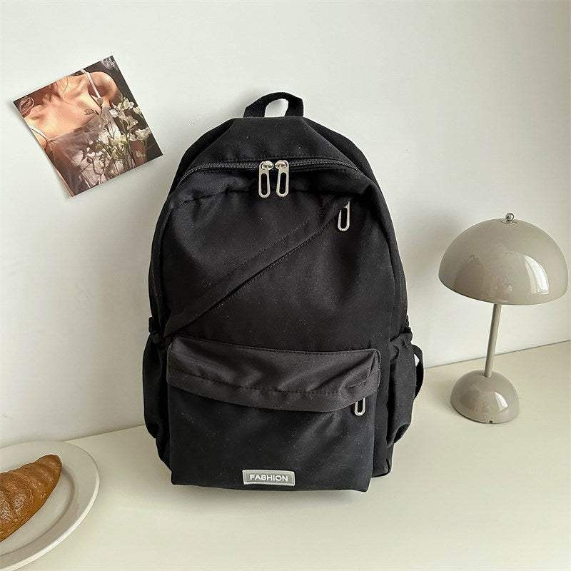 Korean version solid color schoolbag backpack