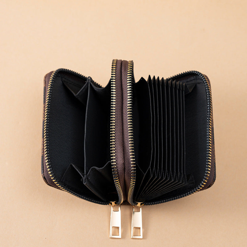 Ladies splicing color scheme double zipper wallet