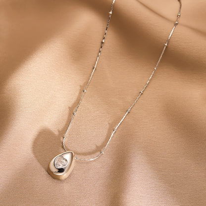 Water drop love shape titanium steel necklace