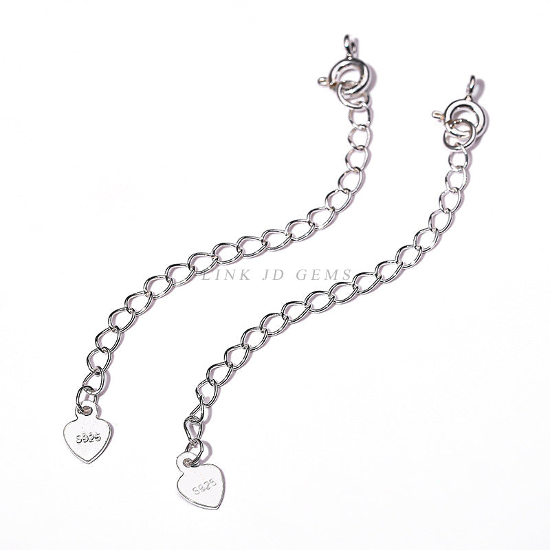 925 Silver Love Tail Chain Necklace Bracelet Spring Buckle Extension Chain