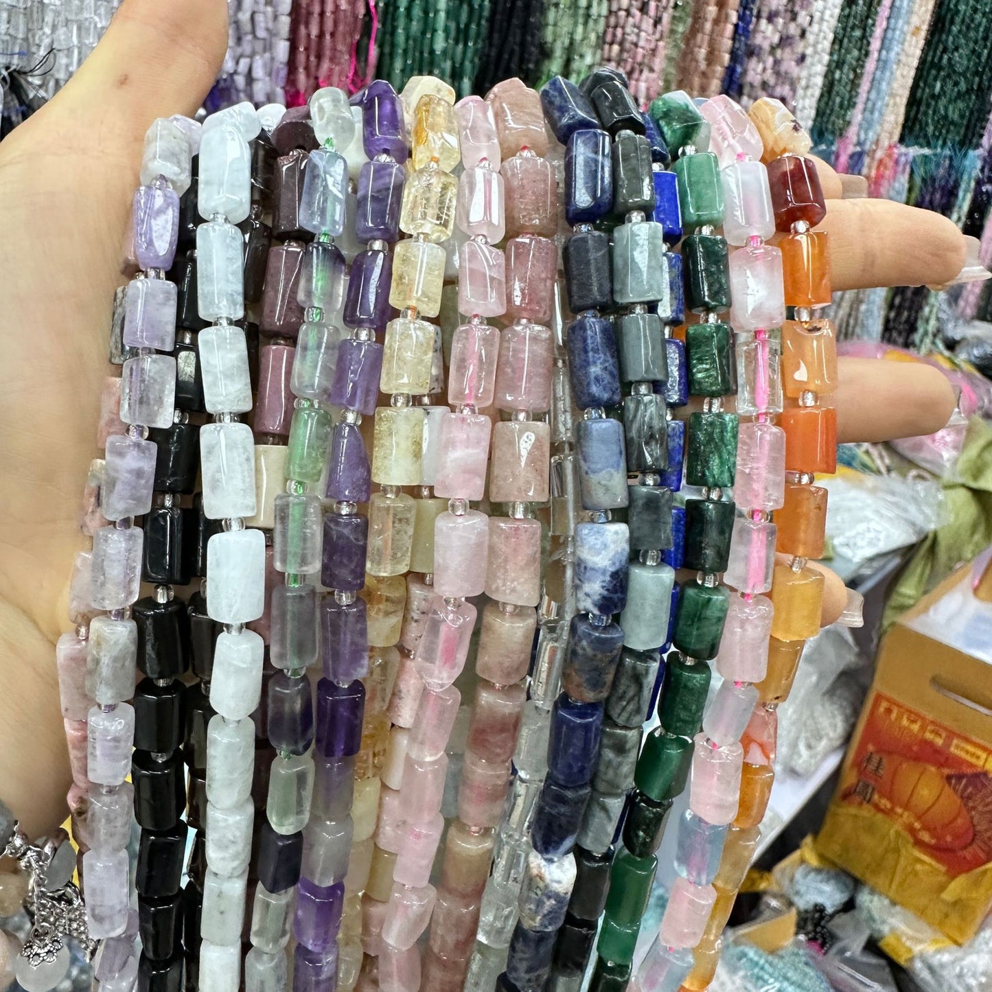 8*11mm natural stone crystal cut round tube loose beads