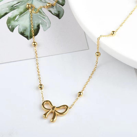 Fashion Bow Titanium Steel Necklace