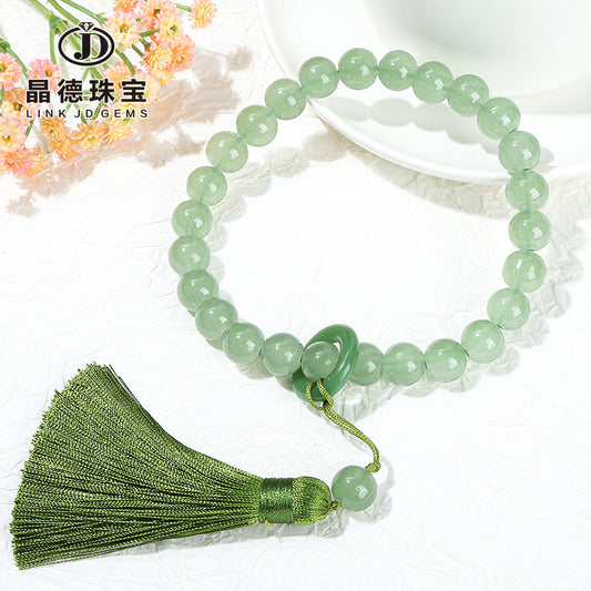 Imitation green Dongling jade glass bead bracelet