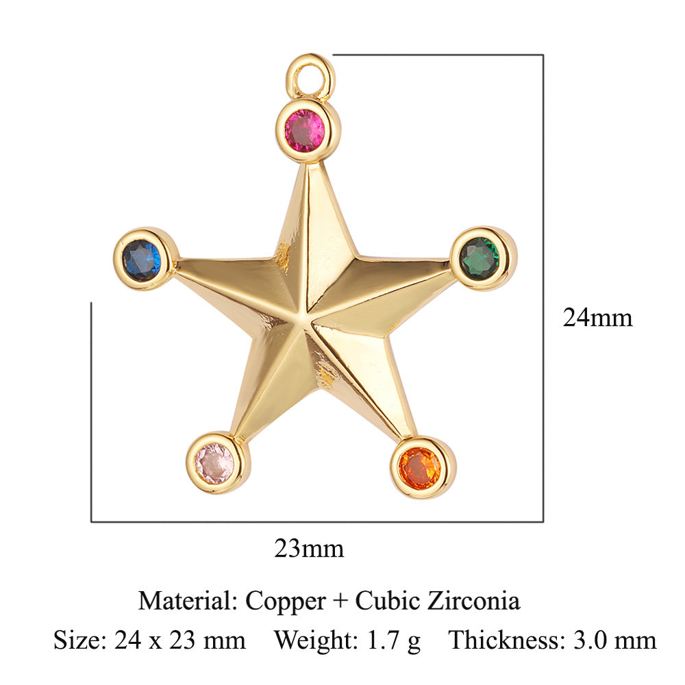 Star moon copper zircon devil's eye DIY pendant