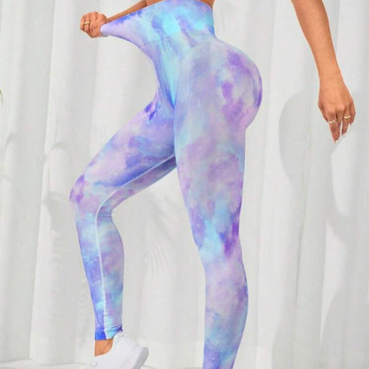 Pantalones de yoga sin costuras con efecto tie-dye 