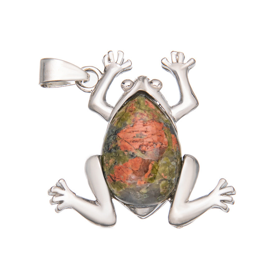 Crystal Gem Alloy Frog Pendant Necklace