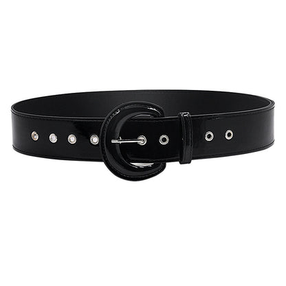 Women's D-Bag Buckle Patent Leather Wide Belt