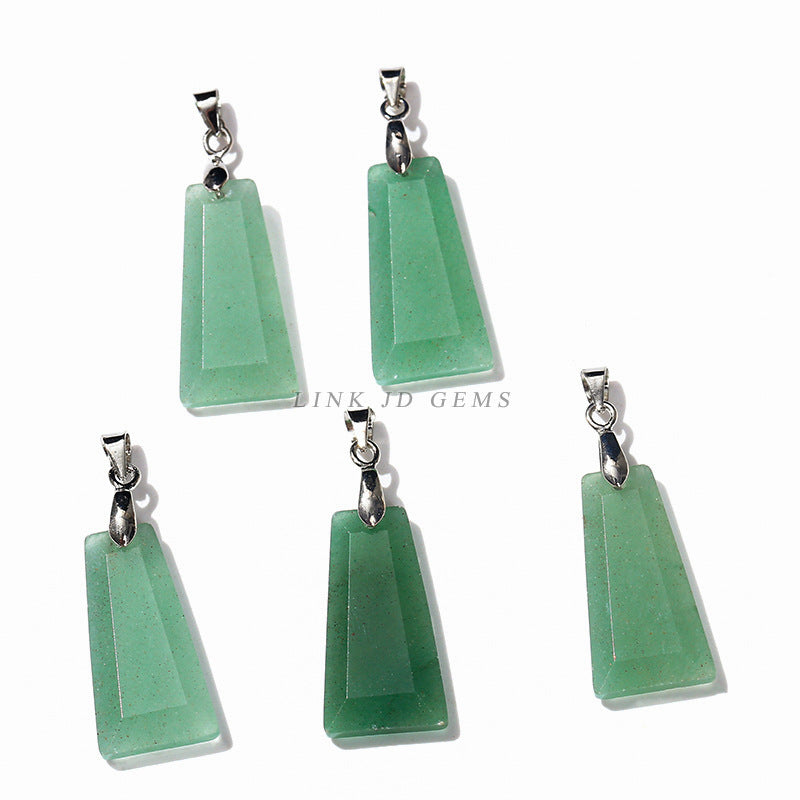 Natural stone crystal cut trapezoidal no matter card pendant