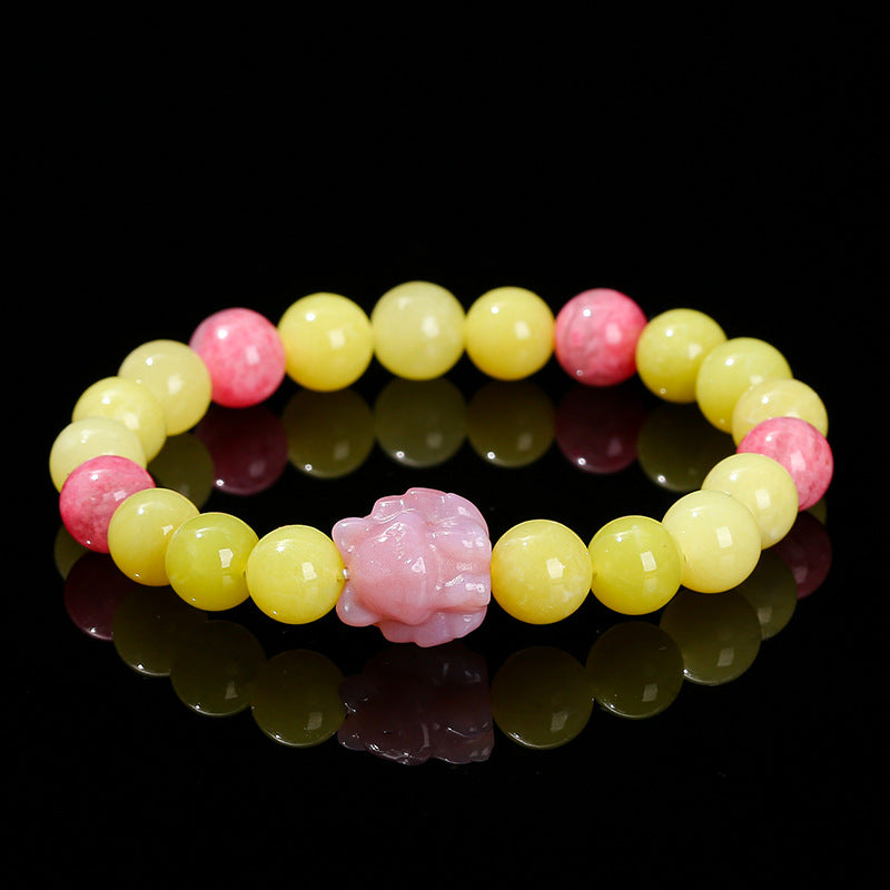 Natural cauliflower jade and rose stone bracelet.