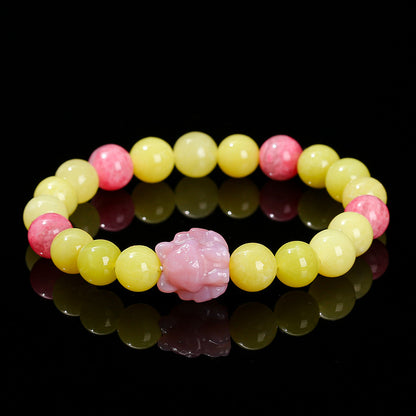 Natural cauliflower jade and rose stone bracelet.