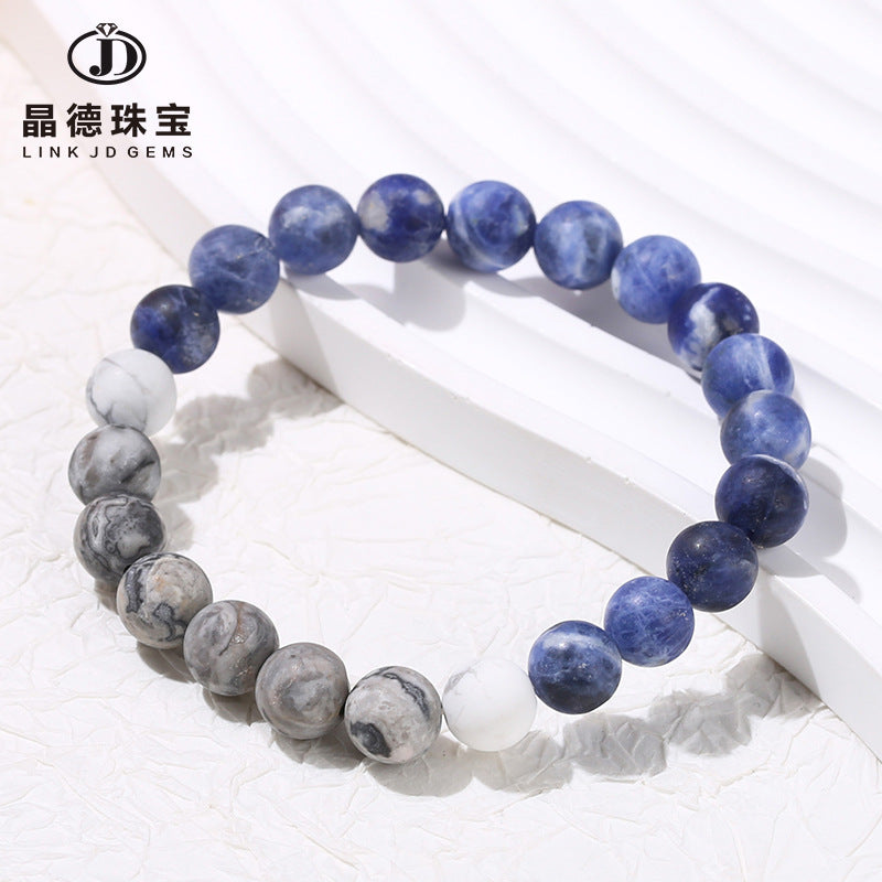 Frosted natural blue stone map stone bracelet