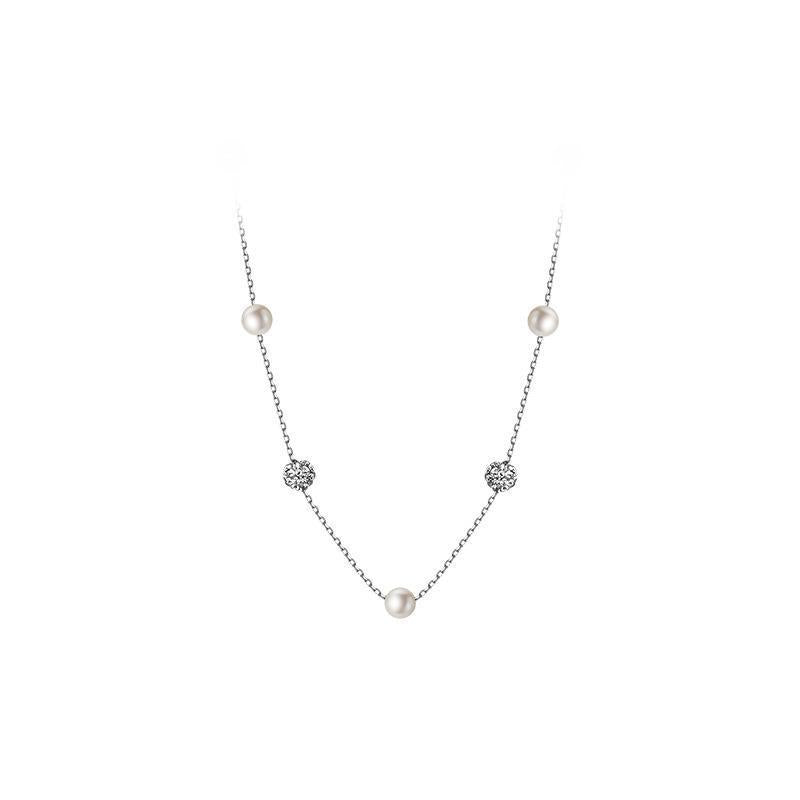 Round pearl titanium steel necklace