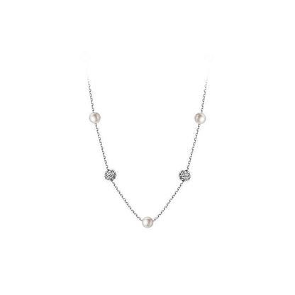 Round pearl titanium steel necklace