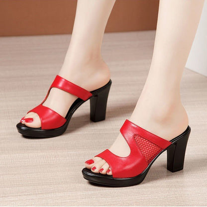 High-heeled fish-mouth sandals