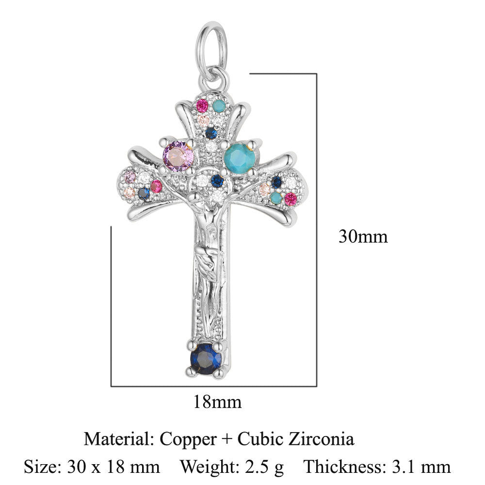 Cross Copper Zircon Necklace Pendant Tree of Life