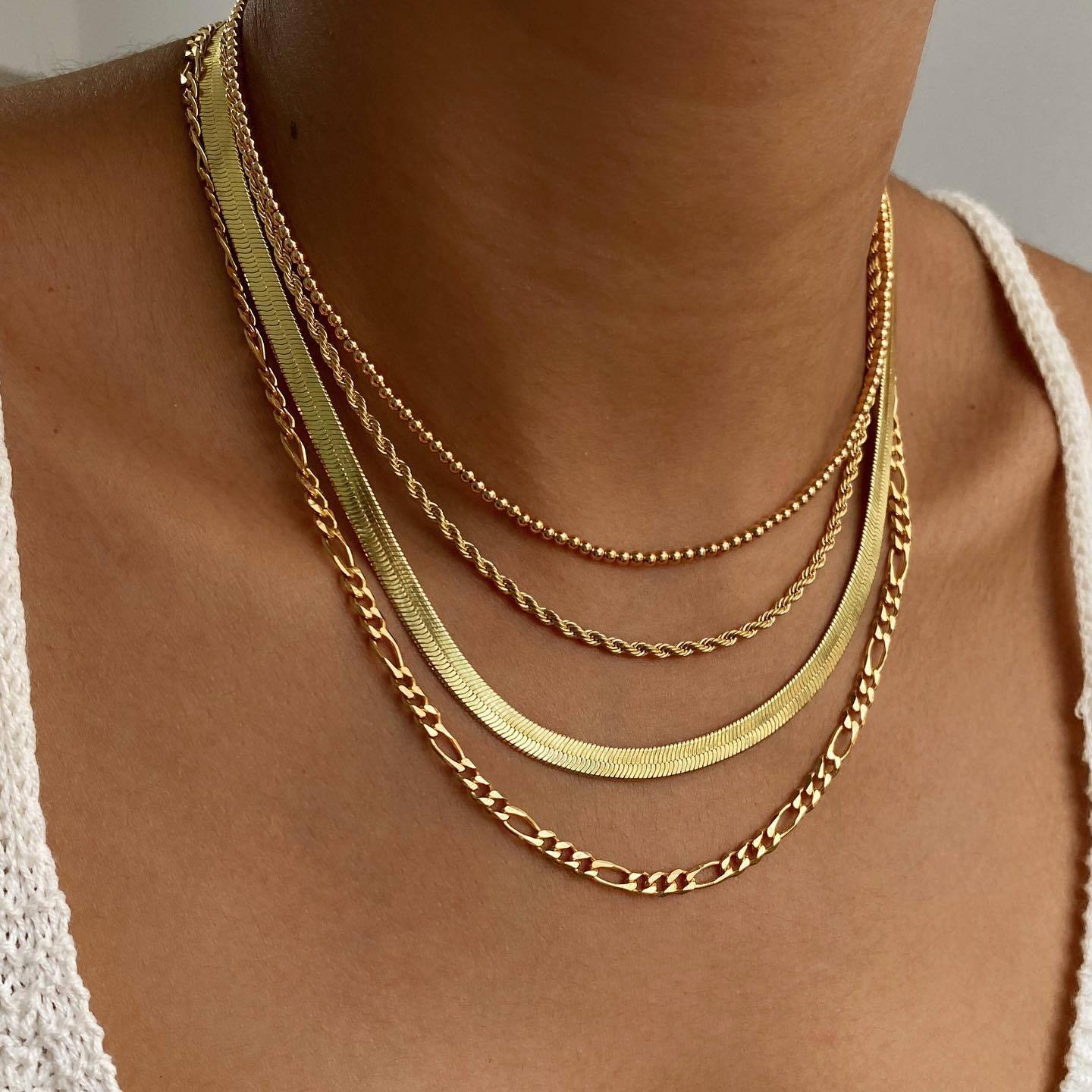 Gold necklace new multi-layer stacking