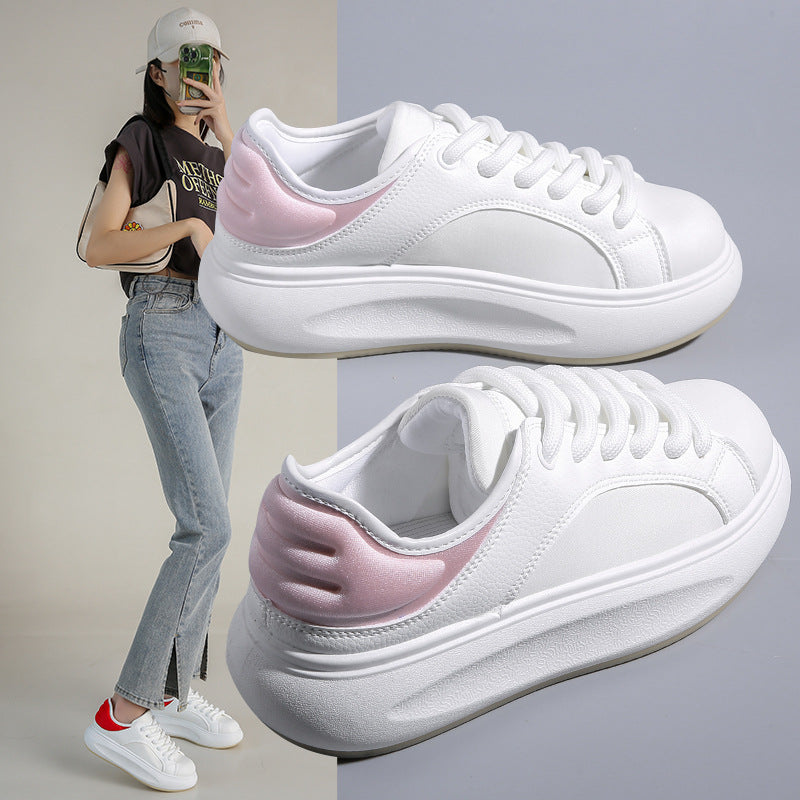 Zapatos mujer estilo sport suela gruesa blancos 