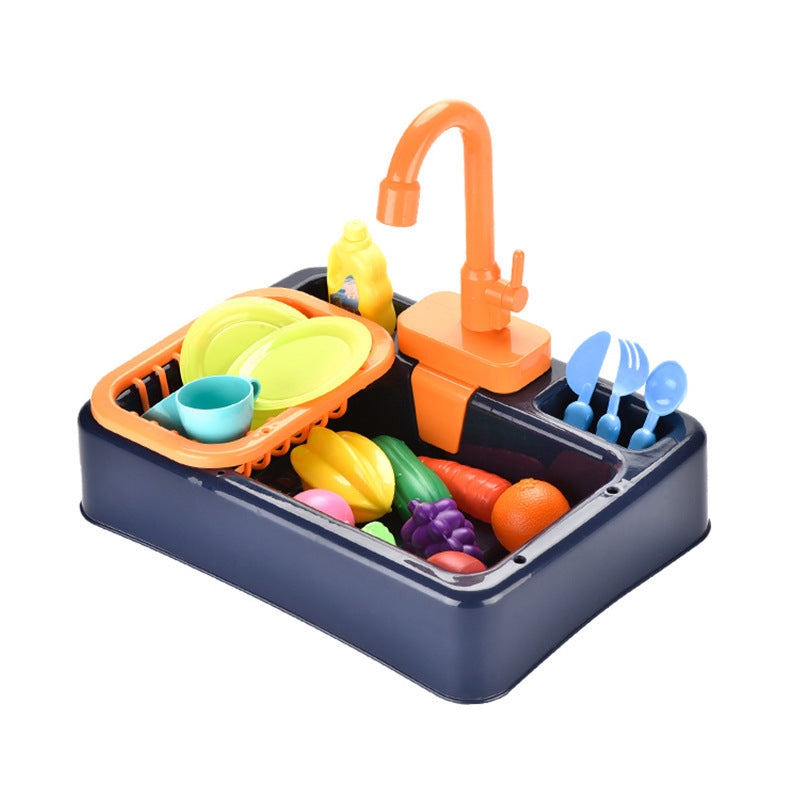 Children's Pretend Play Dishwasher Toy Early Education Infant and Toddler Electric Dishwashing Sink Automatic Water Dispensing Vegetable Washing Station