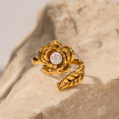 Camellia and pearl ring