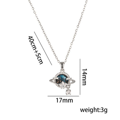 Star Moon Necklace Women Universe Planet Collarbone Chain