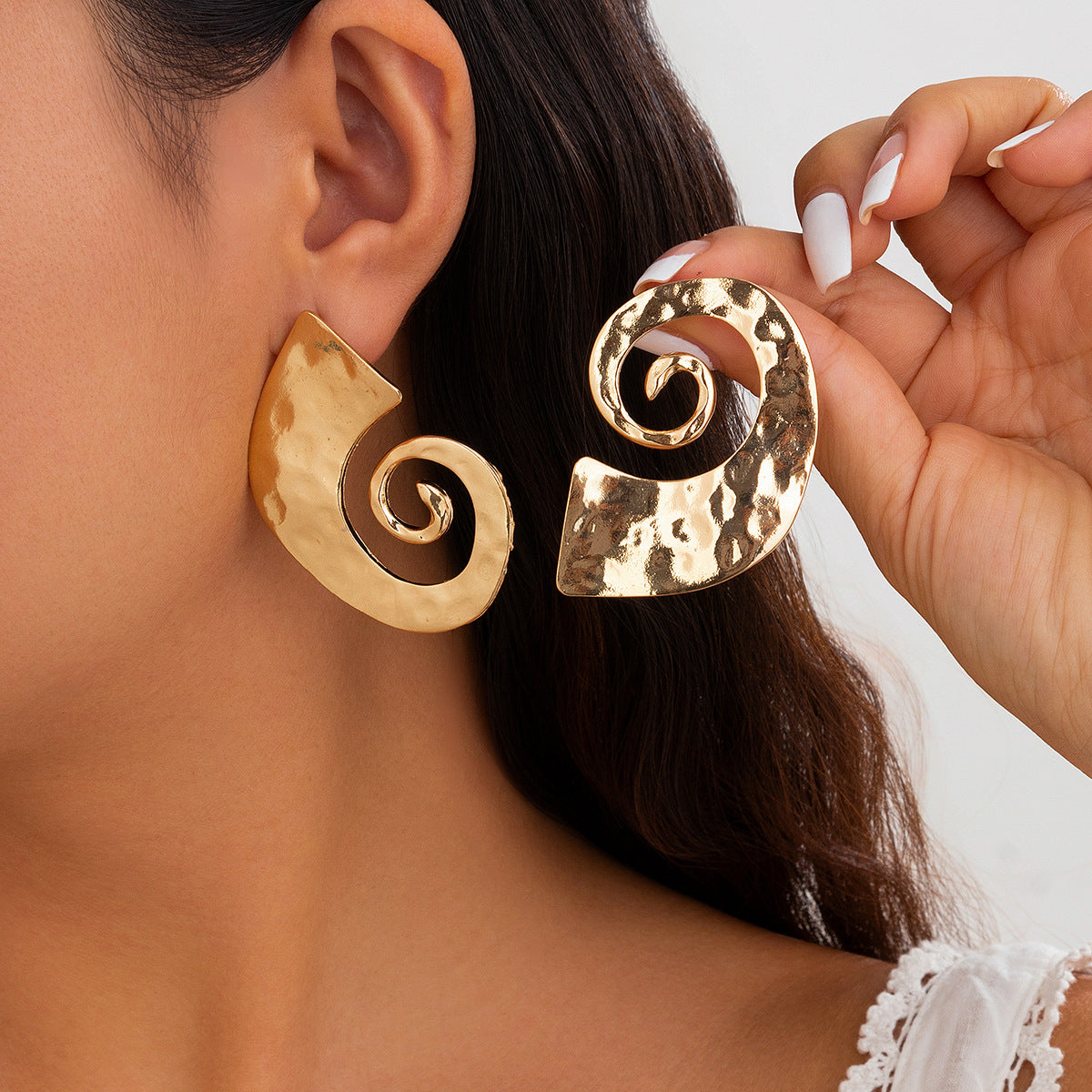 Alloy Wave Textured Earrings for Women