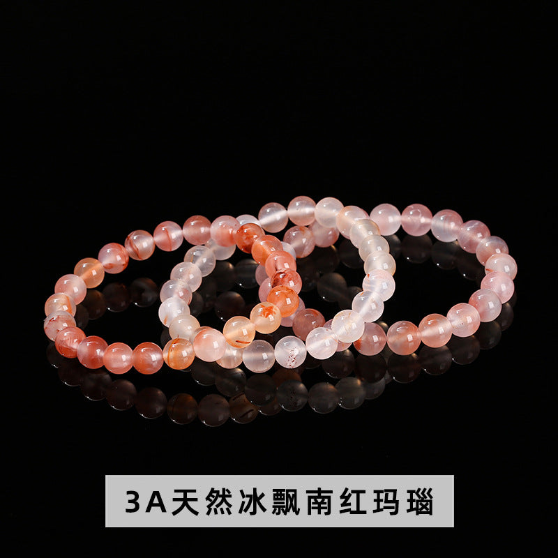 7A Natural Nanhong Agate Round Bead Bracelet