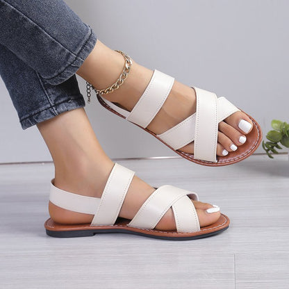 Cross step flat sandals