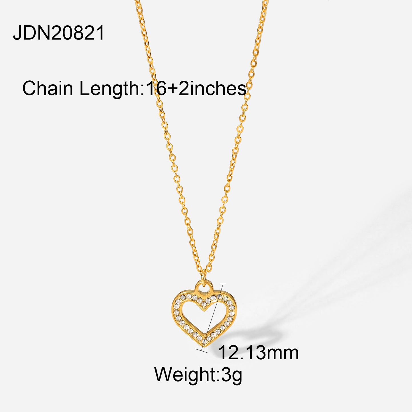 Clear Zirconia Hollow Heart Pendant Necklace