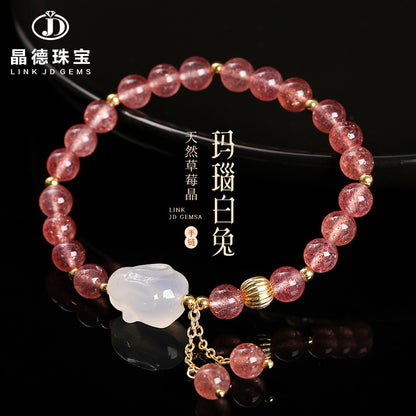 Natural strawberry crystal bead bracelet.